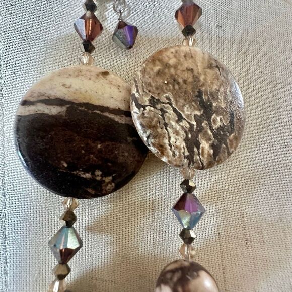 Brecciated Jasper Sterling Silver & Crystal Beaded Necklace - Picture 10 of 13